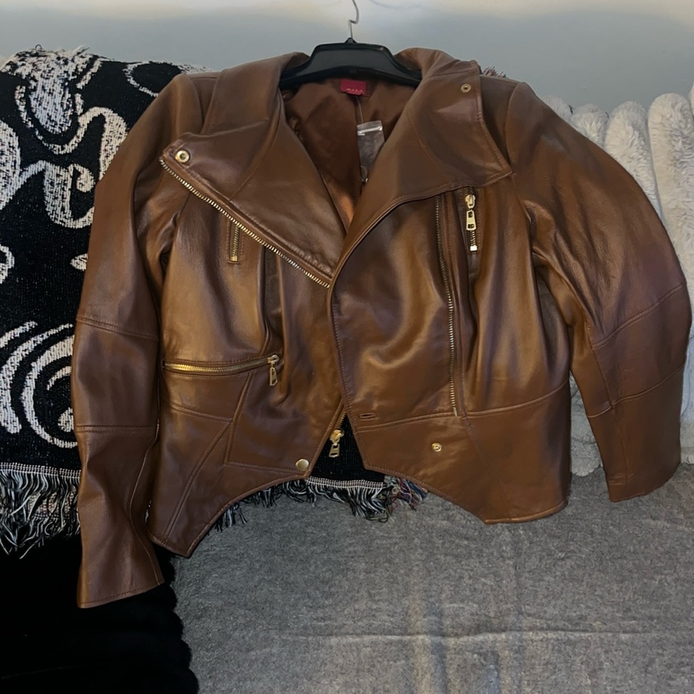 G.I.L.I Women 14 Leather Jacket Brown (NEW)
